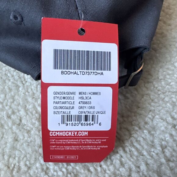 NWT CCM Grey Hockey Hat Adjustable Adult Cap One Size Fits All - Picture 3 of 5